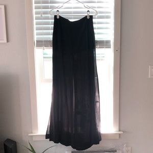 Black Split Leg Pant with Lace